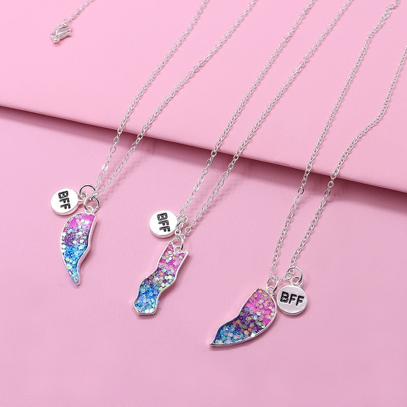 Glitter Heart BFF Necklace in –