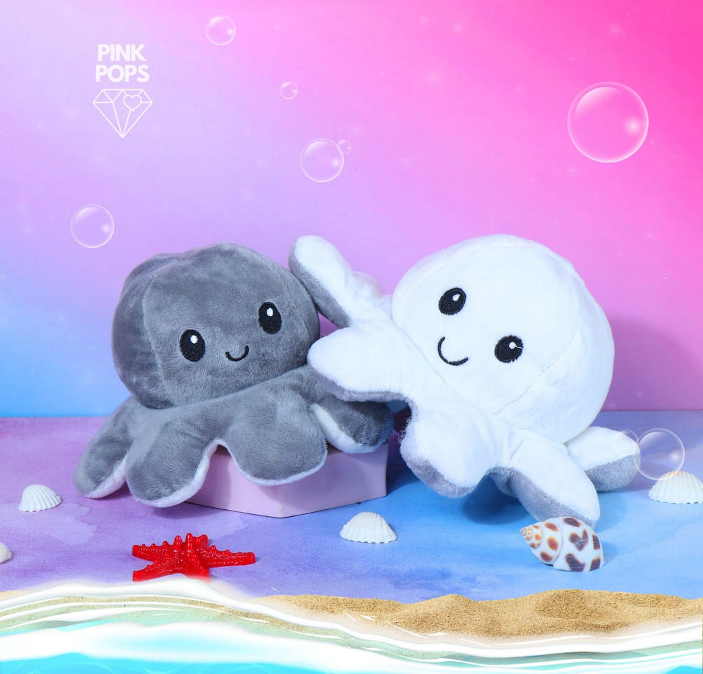 Interchangeable Plush Octopus-White And Grey