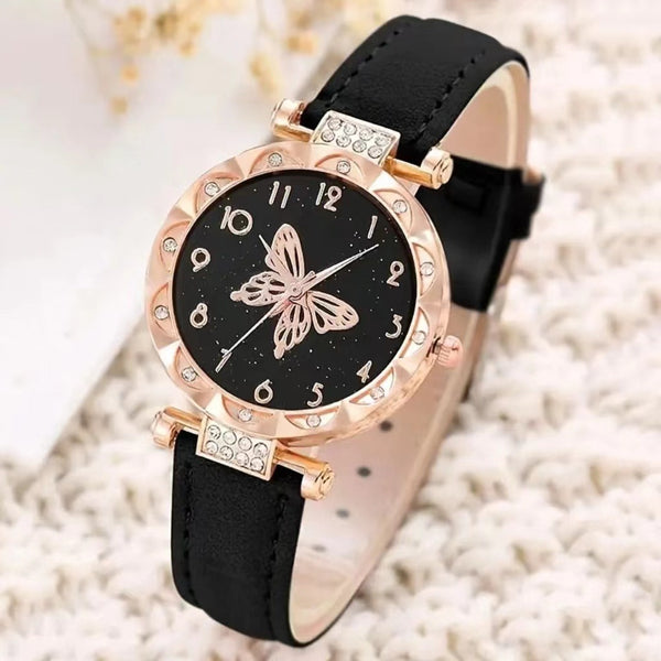 Gold Butterfly Wrist Watch with Bracelet - Set of 6