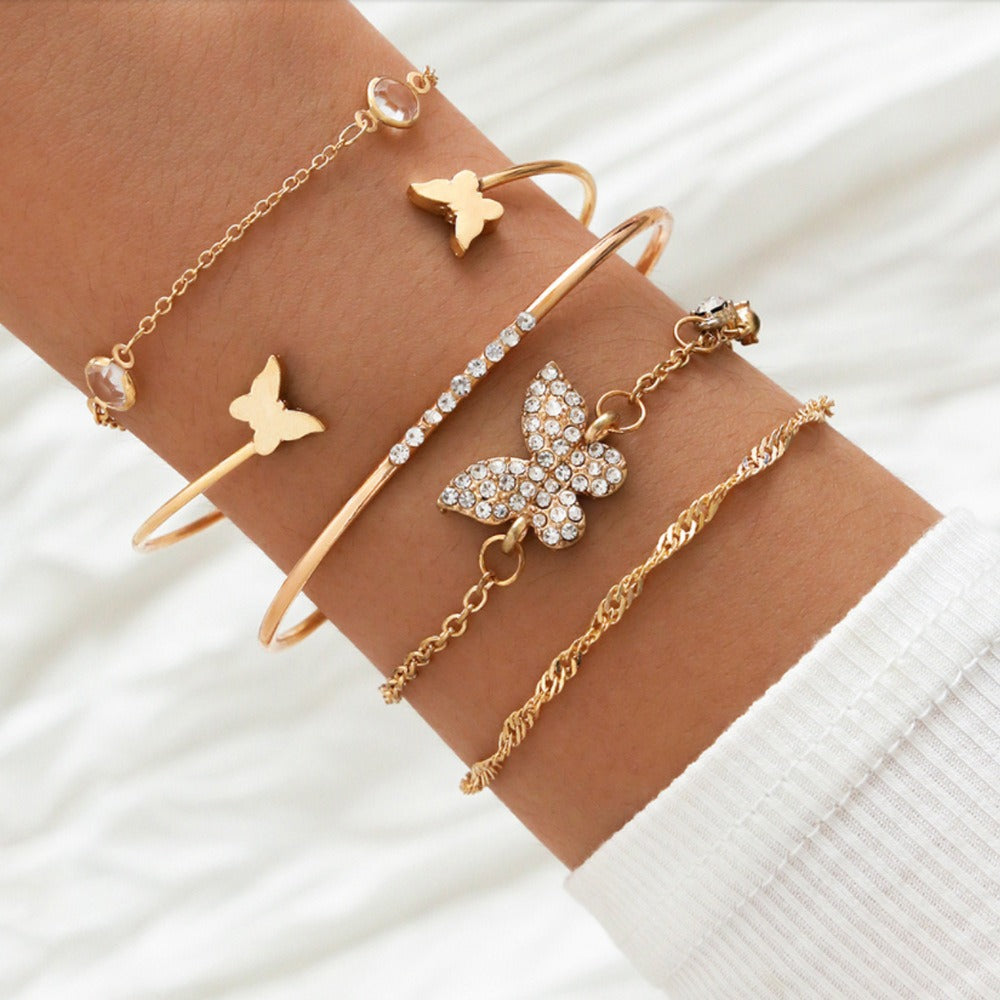 Crystal Butterfly Bracelets - Set of 4