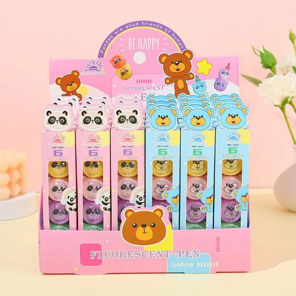 Set of 6 Smiley Panda Highlighters