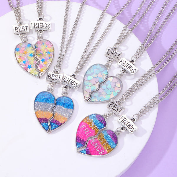 Rainbow Heart Best Friend Necklace - Pair