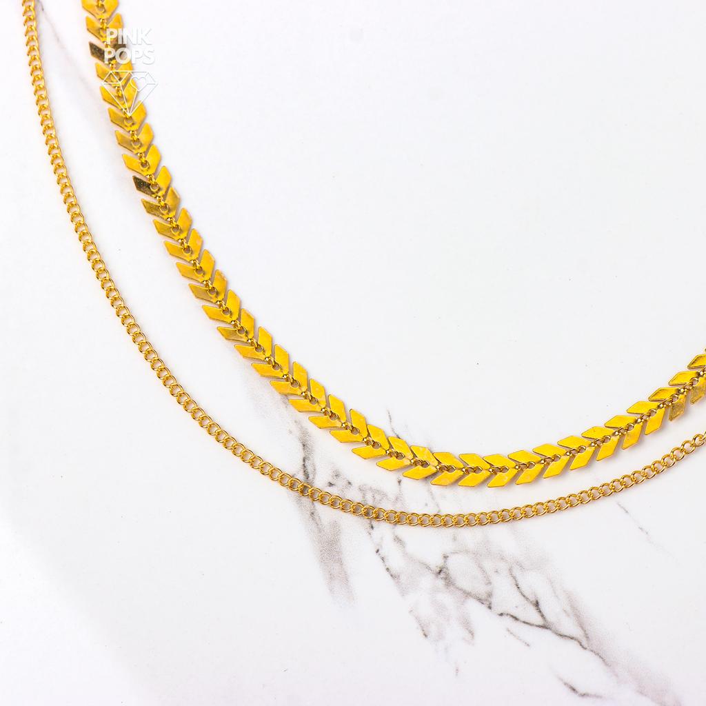 2 Layered Yellow Leaf Necklace