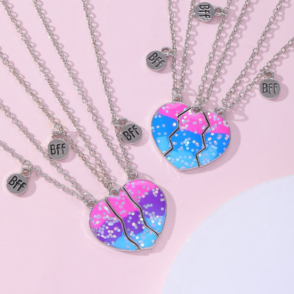 Rainbow Heart BFF Necklace - 3 Pieces