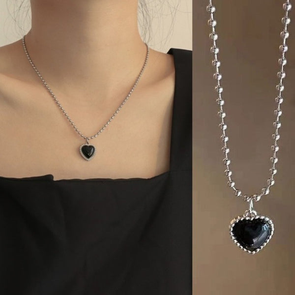 Black Heart Rings & Necklace Set