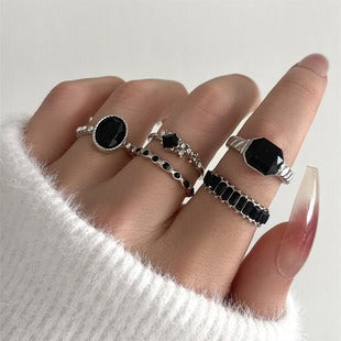 Black Faux Stone Rings
