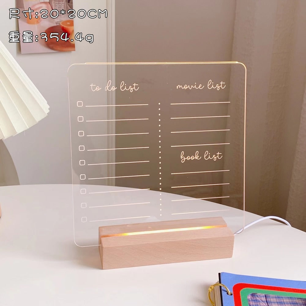 To Do List Planner with Wooden Stand and Light