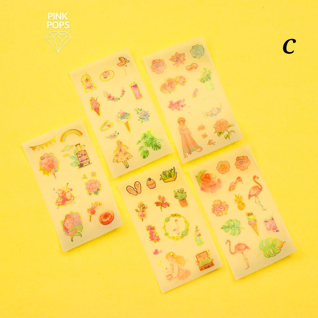 Set of 5 Food & Doll Stickers Sheets