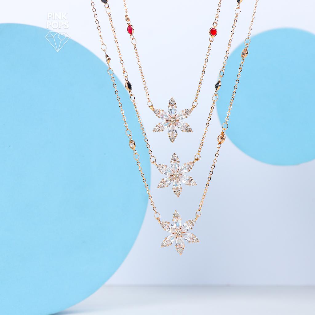 Flower Faux Stone Necklace Chain