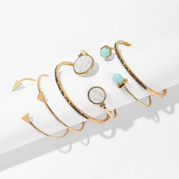 Golden Marble Bracelet Set of 6