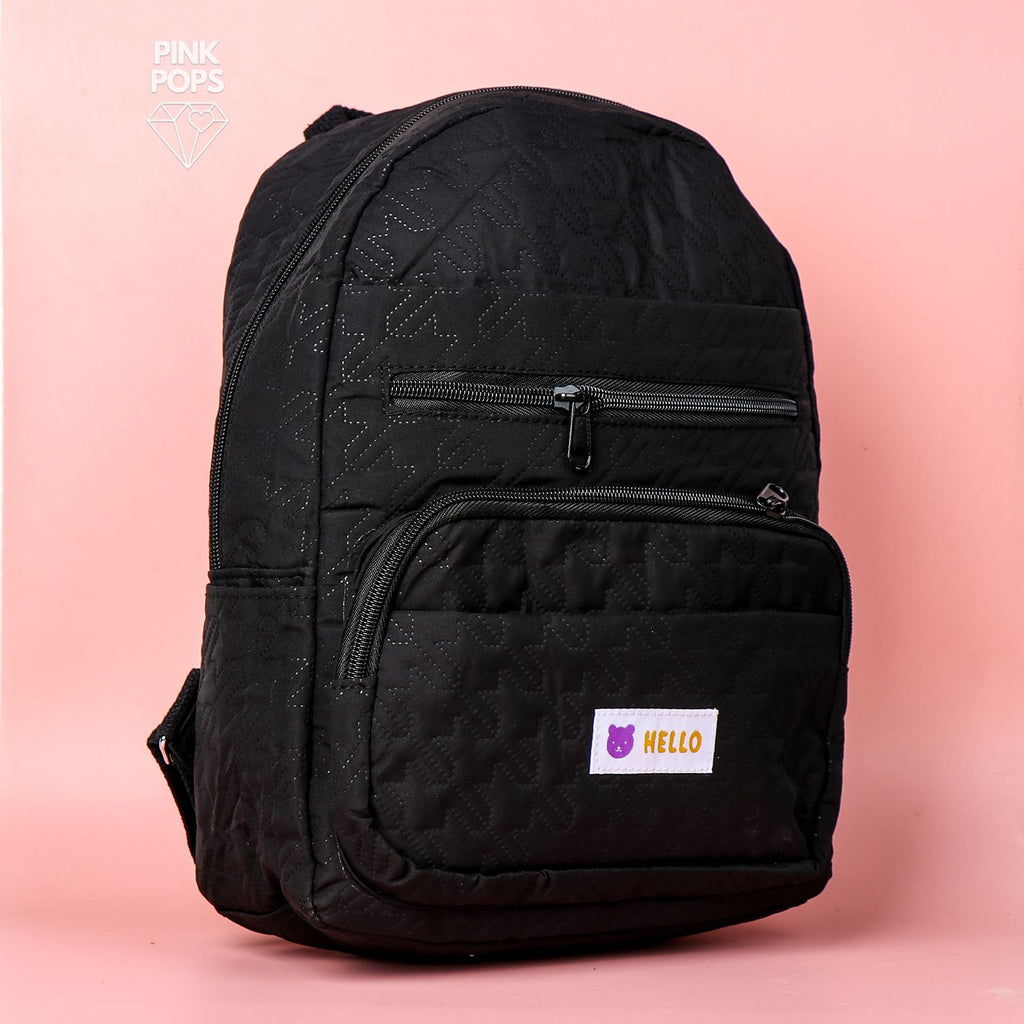 Hello Bear Black  Backpack