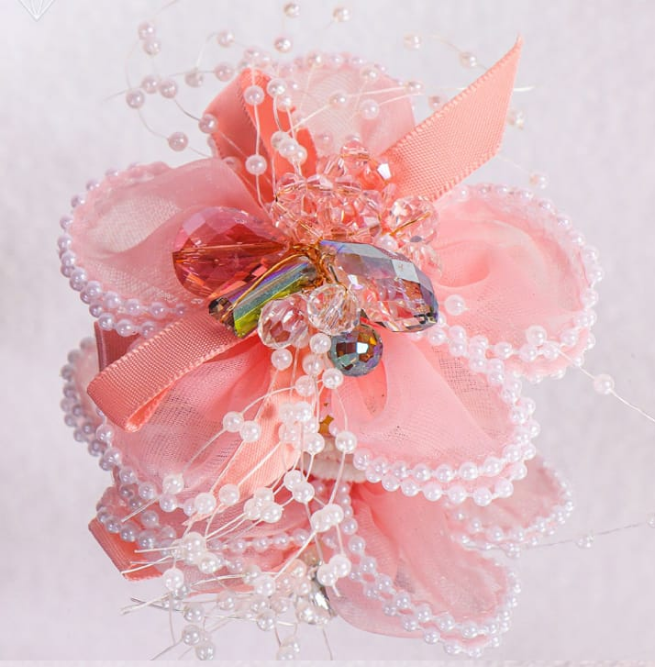 Net Flower Pearls Hair Clips