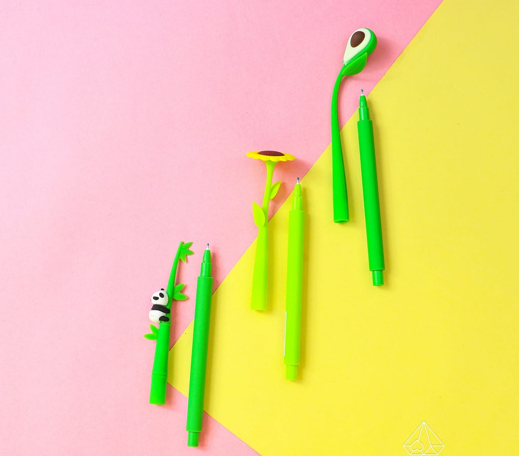Green Plants & Panda Gel Pens