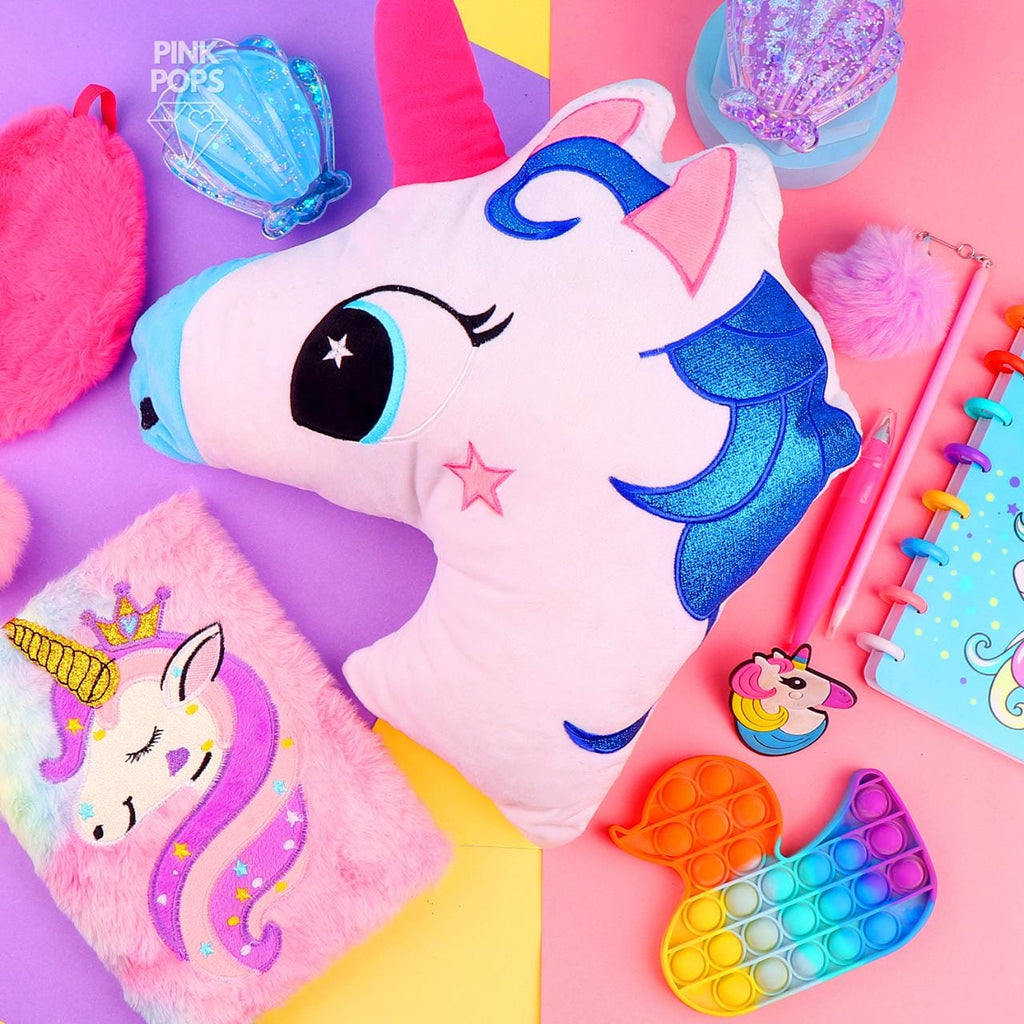 Blue Unicorn Pillow