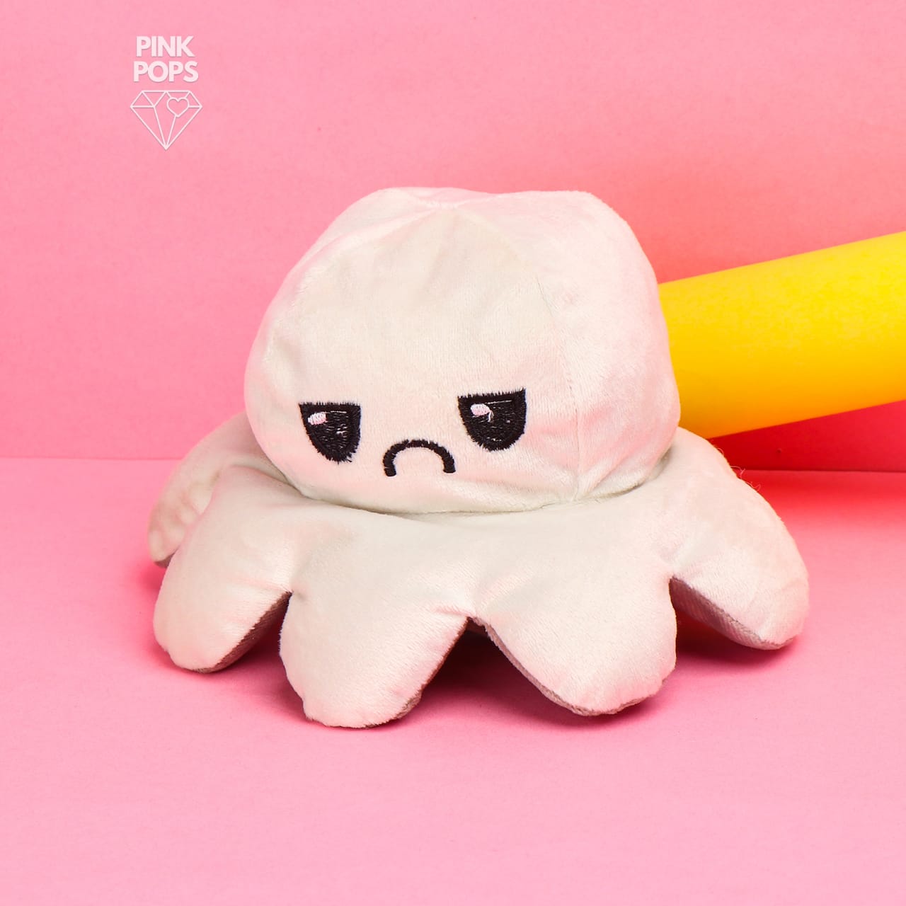 White And Light Grey Reversible Octopus Plushie Pinkpopspk