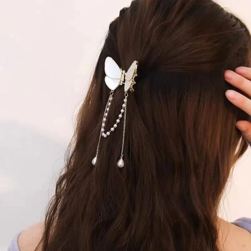 Korean Butterfly Tassel Chain Hair Claw