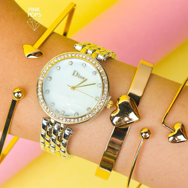 Korean Design Wrist Watch & Bracelet Set