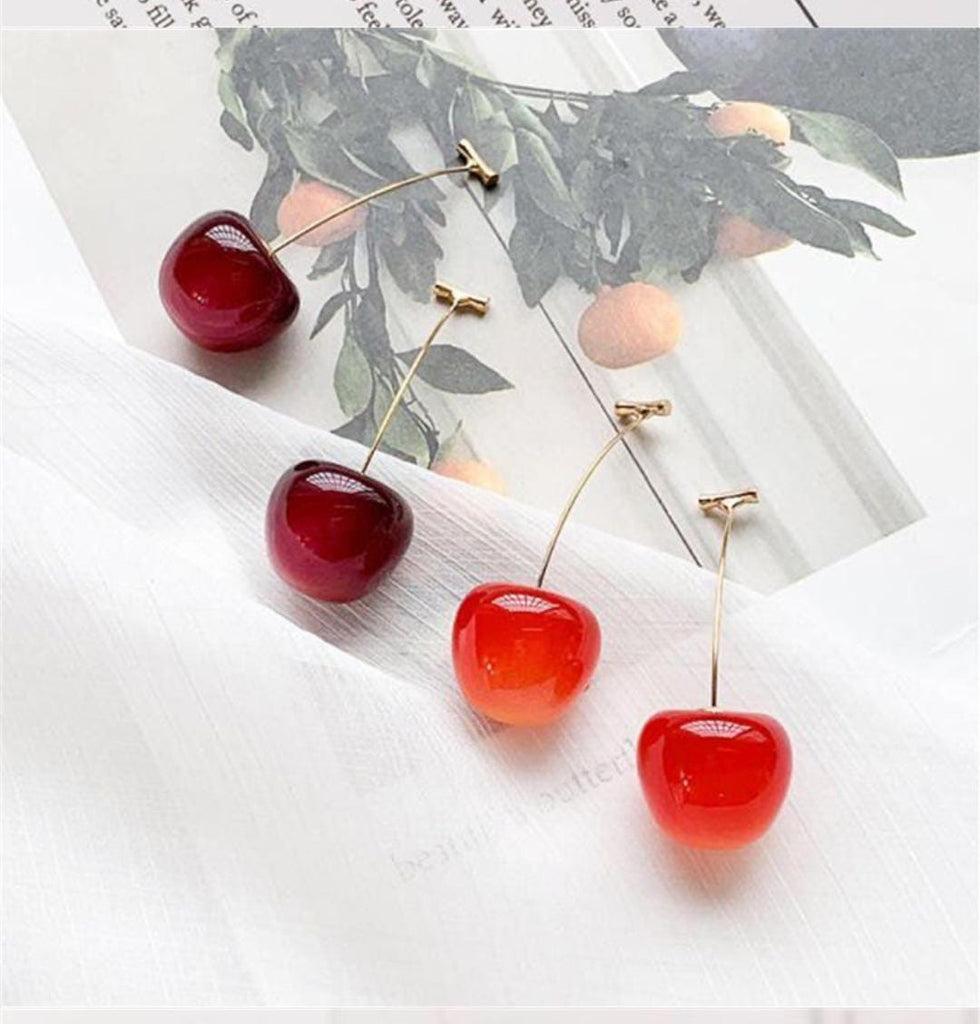 Fashion Red Cherry Drop Earrings