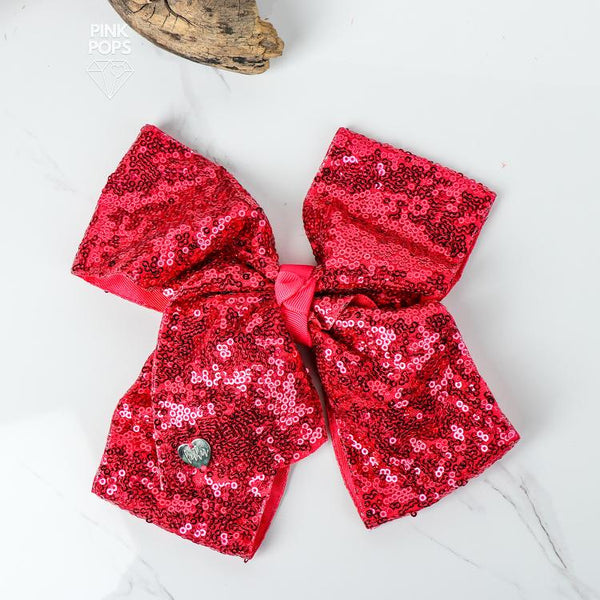 Pink Sequin Bow Hair Clip