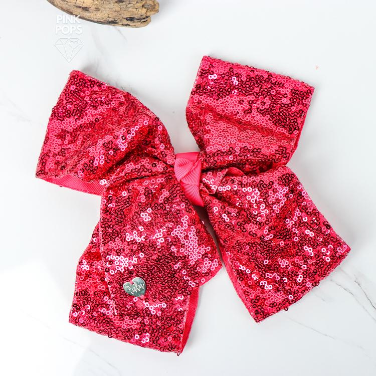 Pink Sequin Bow Hair Clip