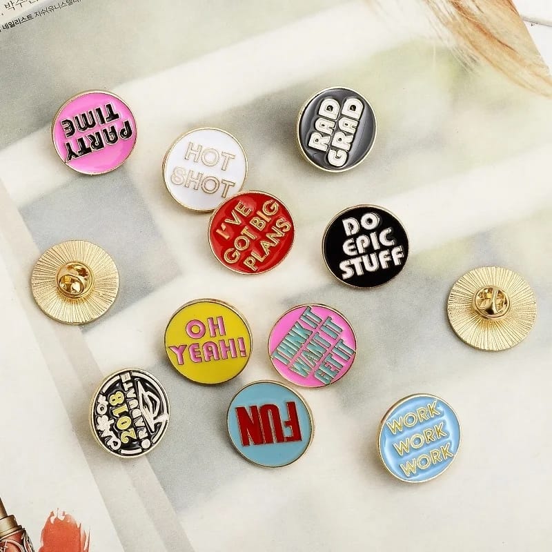 Pin Round Samples Round Shaped Quoted Enamel Pin – pinkpops.pk