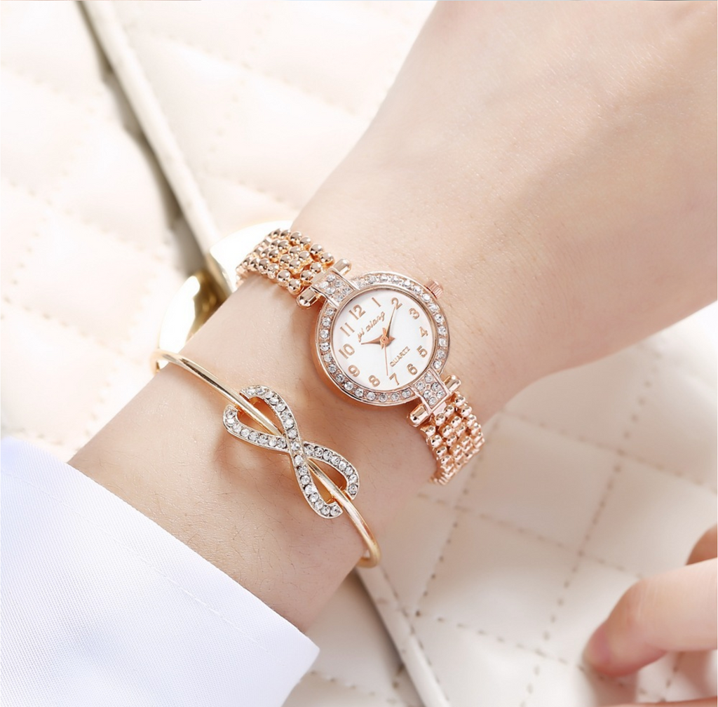 Infinity Gold Wrist Watch with Bracelet