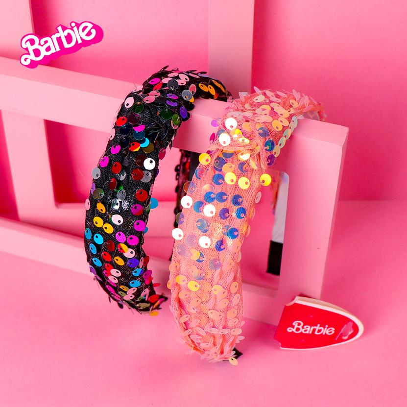 Hair Drama Co Barbie Kids Sequins Gift Box with 2 Puff Hair Bands with Barbie Charm, 2 Hair Bows & 12 Hair Pins