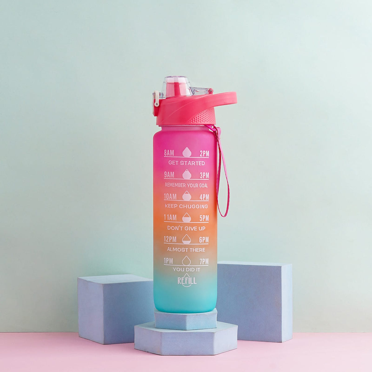 Multi Color Motivational Water Bottle – pinkpops.pk