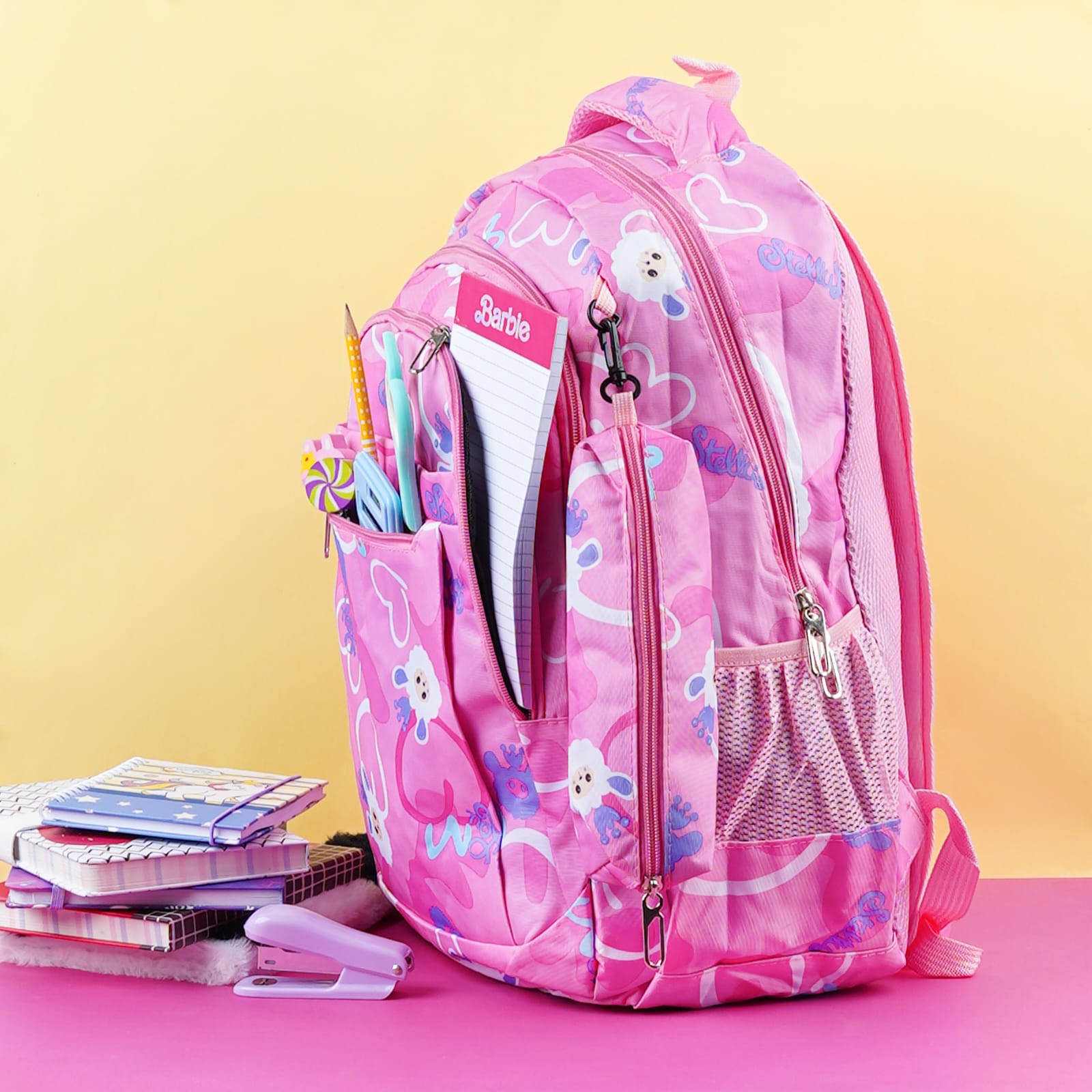 Pink Cute Backpack With Pouch – pinkpops.pk