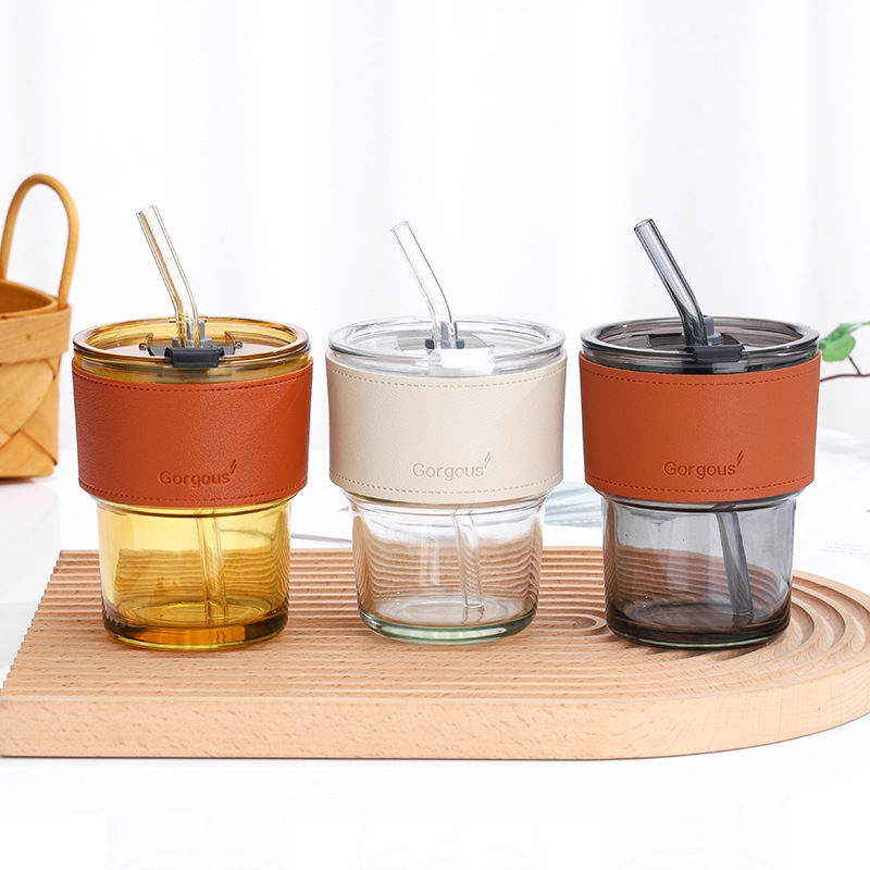 Leather Sleeve Mug With Straw