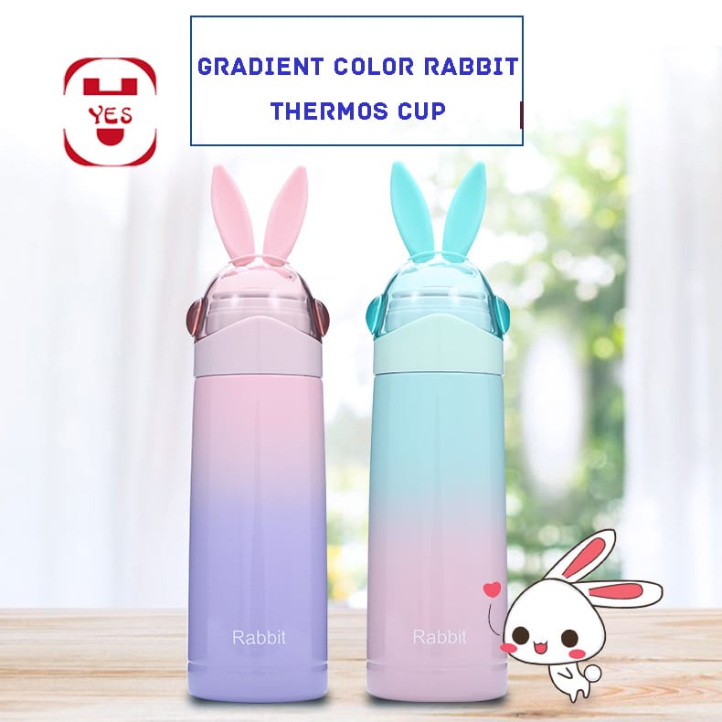 Gradient Color Rabbit Thermos Cup