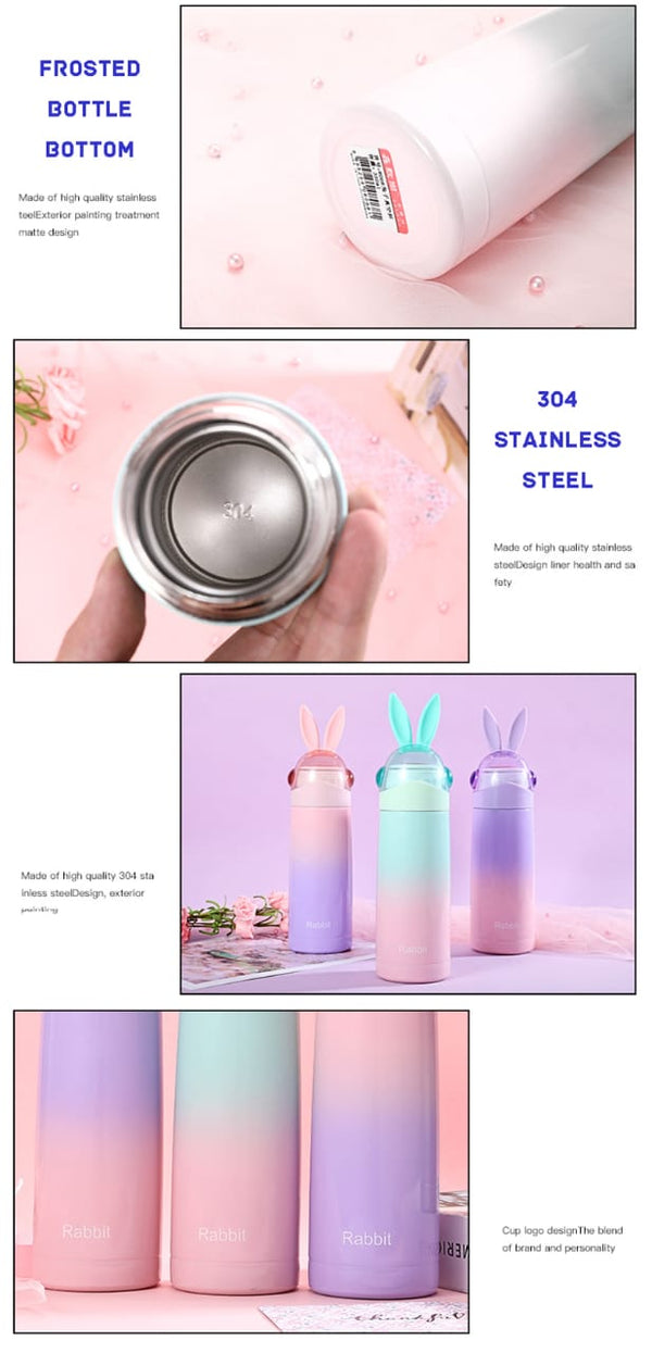 Gradient Color Rabbit Thermos Cup