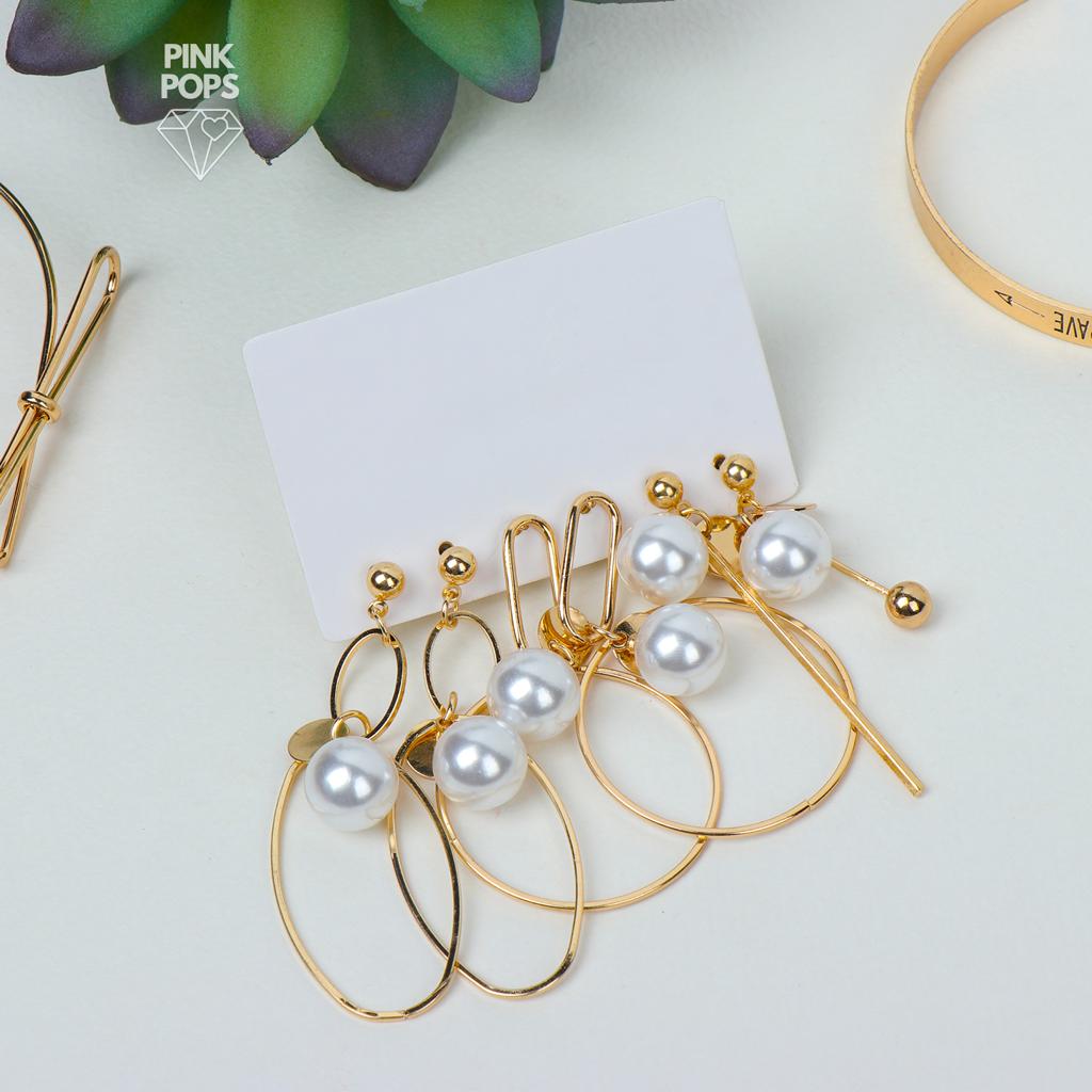 Aesthetic Pearl Drop Earring Set of 3