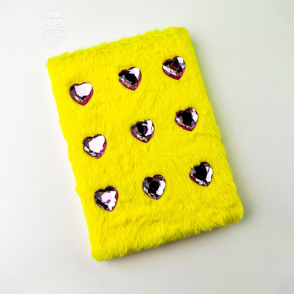 Yellow Fur Heart Notebook