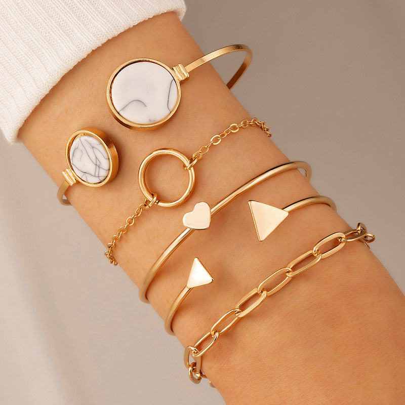 Set of 5 Golden Marble Bracelet
