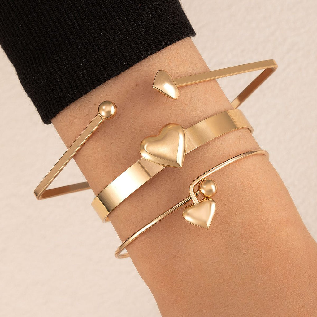 Set of 3 Golden Heart Bracelet
