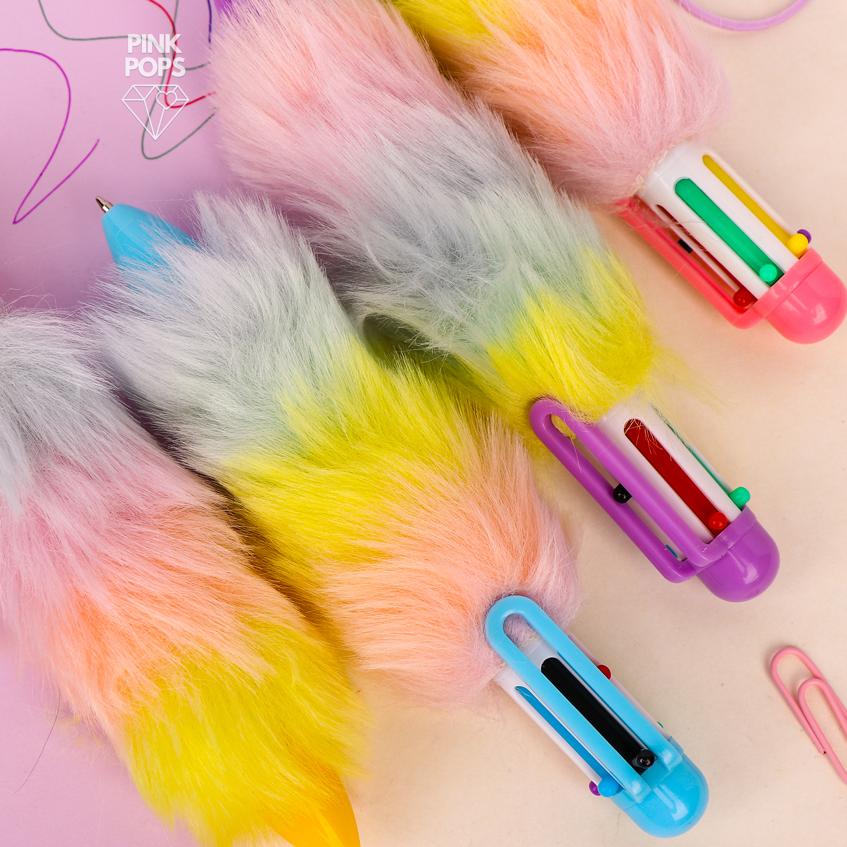Cute Multicolor Fur Ballpoints