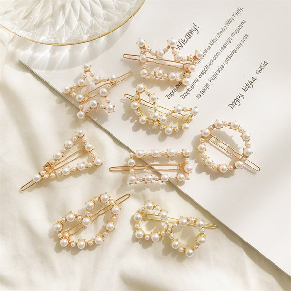 Premium Faux Pearl Hair Clip - Rectangle