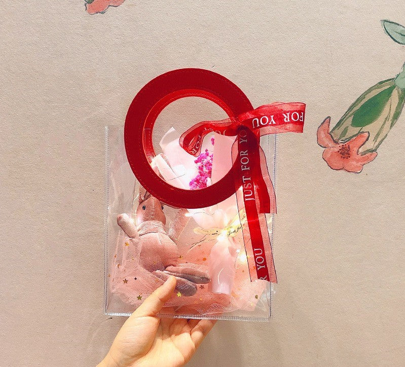Transparent Gift Bag with a Red Leather strap