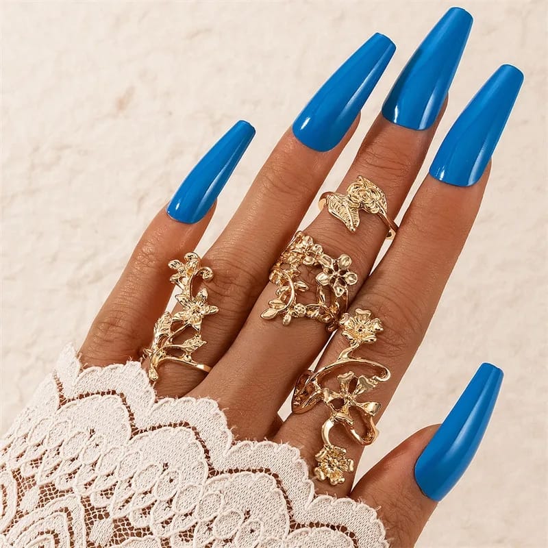 Floral Golden Ring Set