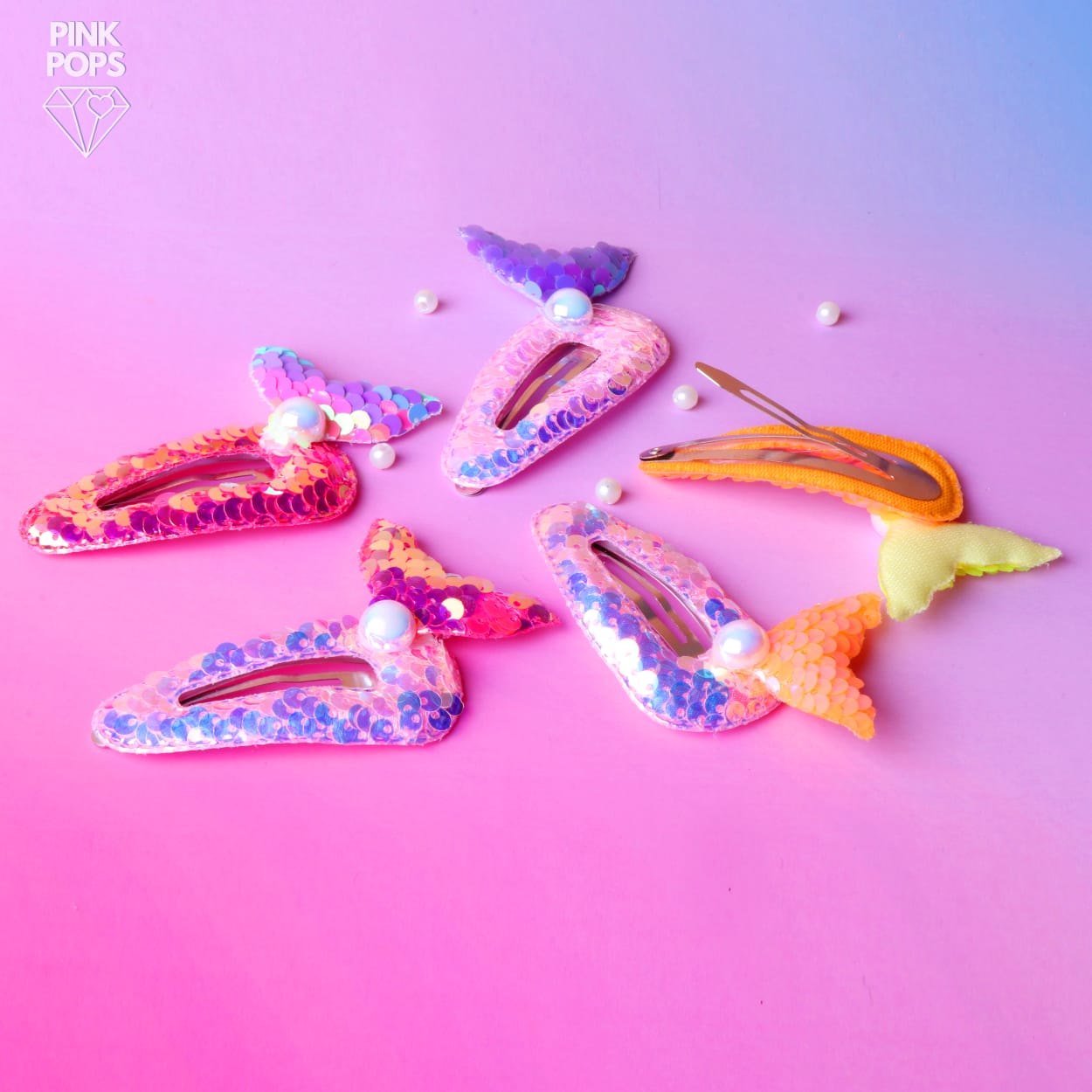 Mermaid Sequin Rainbow Hair Clip pinkpops.pk