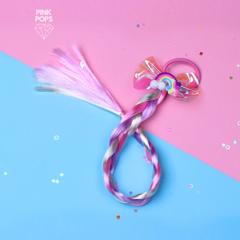 Holographic Bow Pink Hair Extension