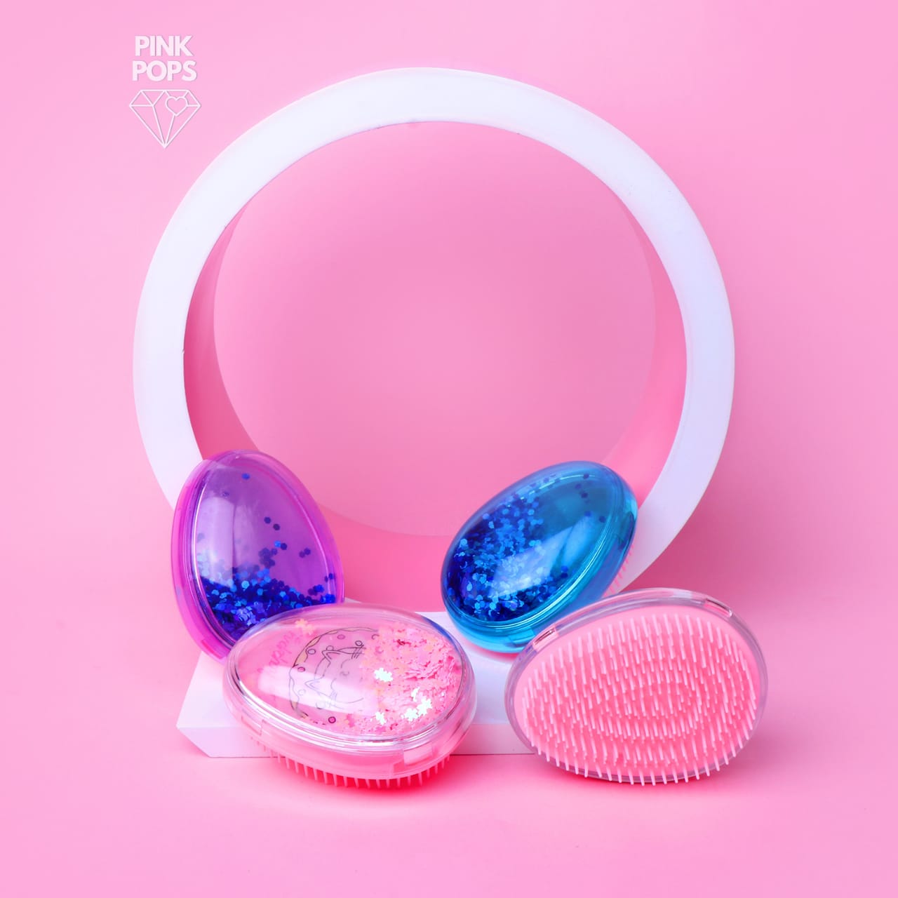 Oval Confetti Hair Brush pinkpops.pk