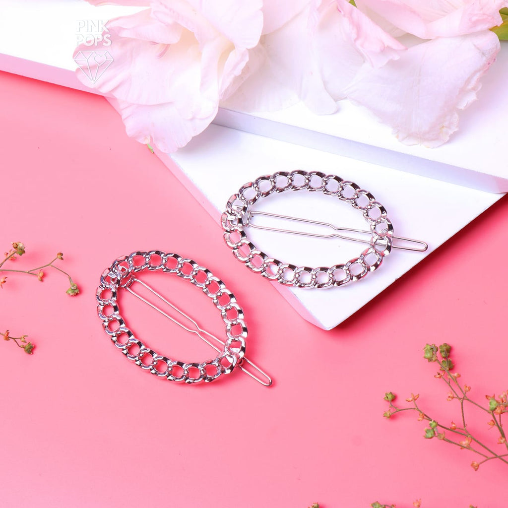 Silver Spiral Oval Hair Clip