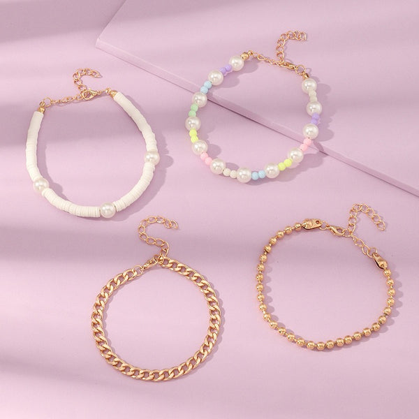 Chain & Bead Bracelet Set Of 4