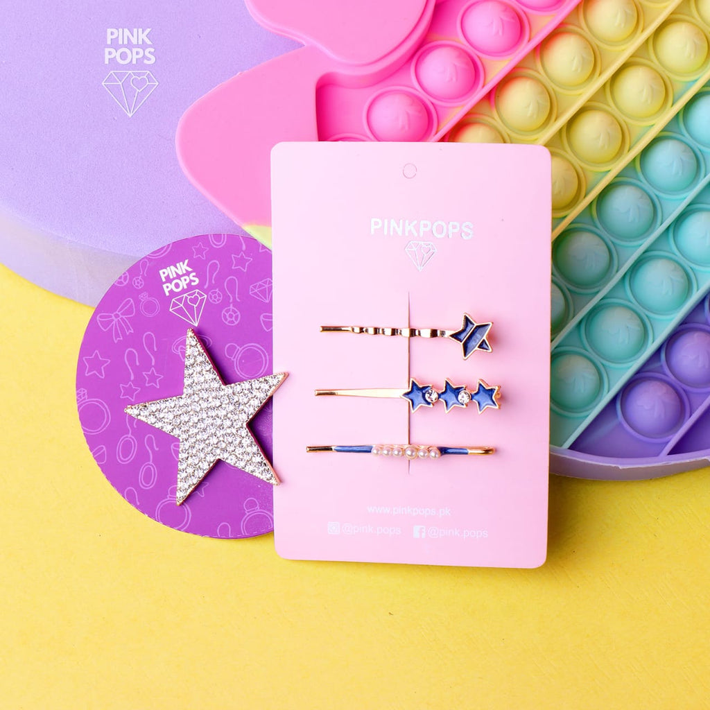 Pink Pops Crystal Star Hair Clip Set-16