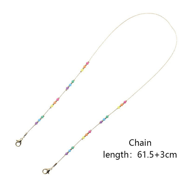 Rainbow Beads Face Mask Chain