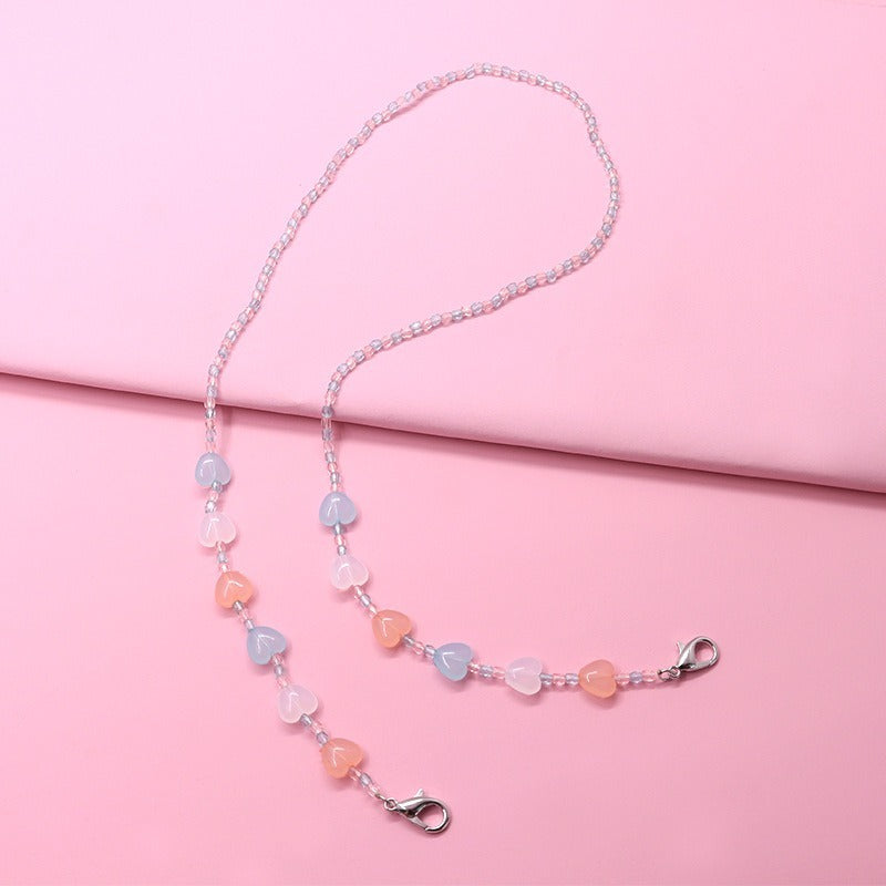Pastel Heart Face Mask Chain