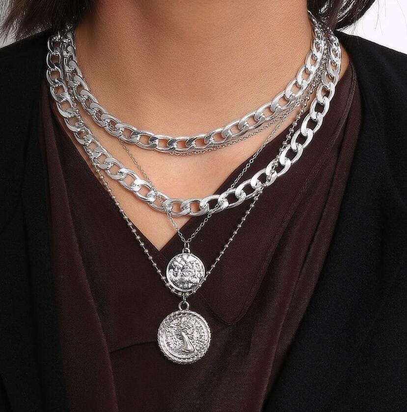 Silver Bling Multi Layered Necklace