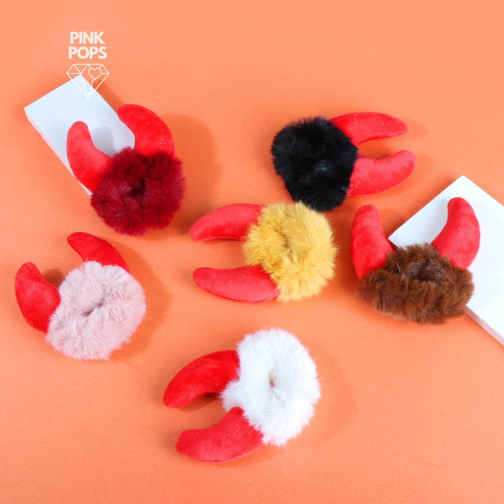 Cute Devil Fur Scrunchies https://pinkpops.pk/